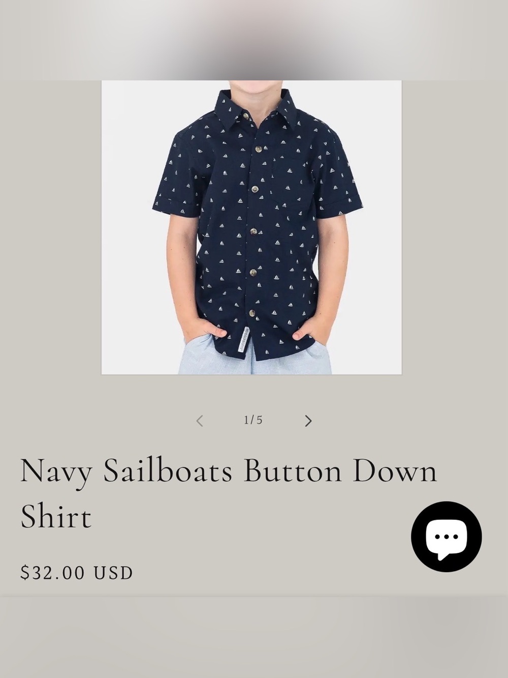 RuggedButts boys navy sailboat button up shirt - Picture 3 of 5